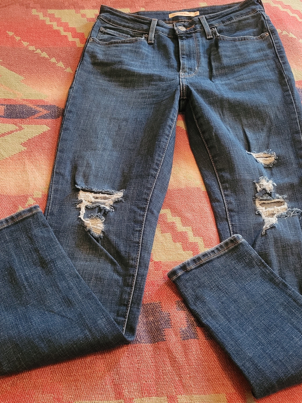 Levi's Dark Blue Distressed Skinny Jeans